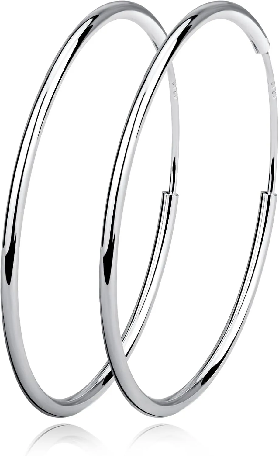 Silver Hoop Earrings Sterling Silver Circle Endless Big Earrings Hoops Jewelry,Fashion Gold Hoop Earring for Women,Daimeter 20,30,40,50,60,70,80mm