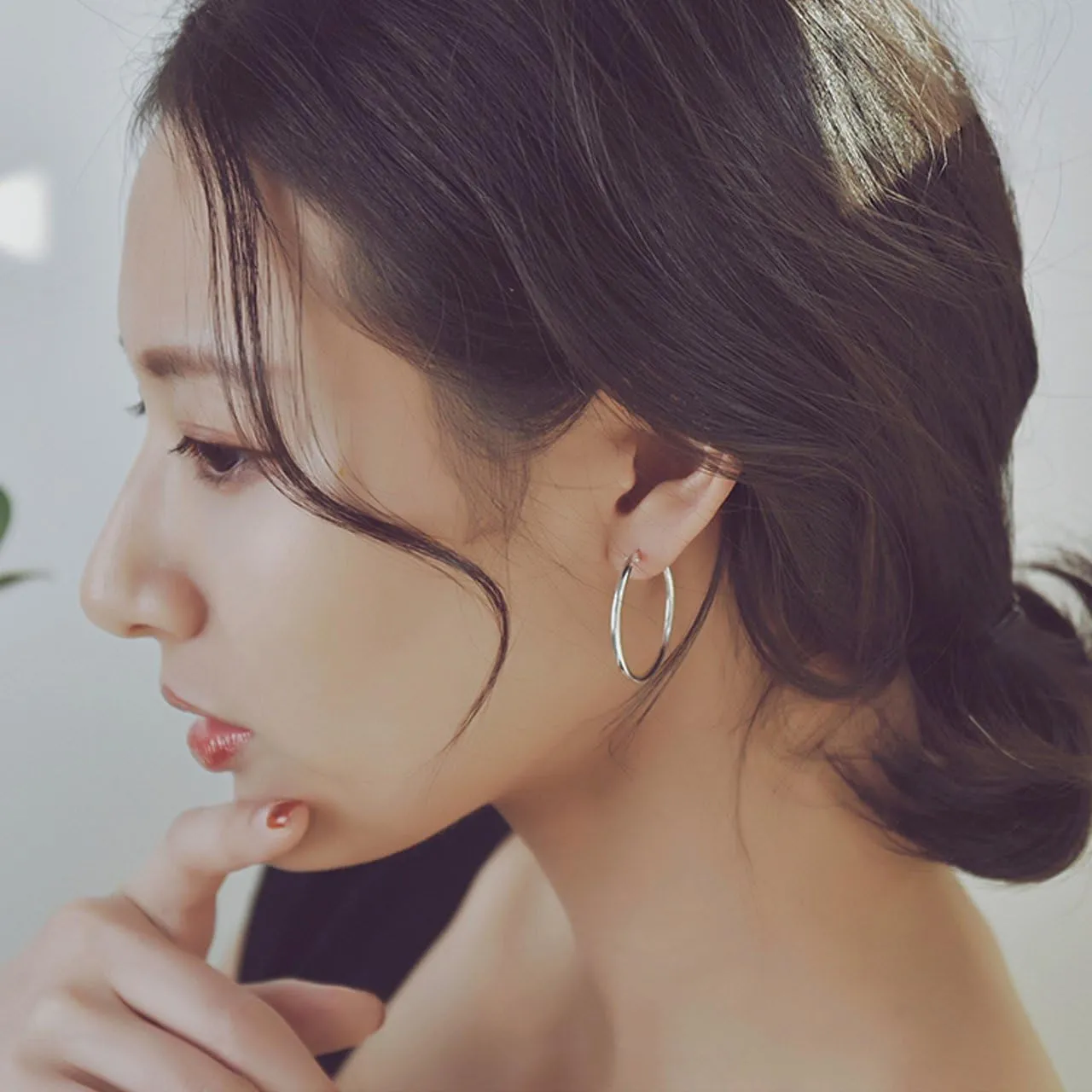 Silver Hoop Earrings Sterling Silver Circle Endless Big Earrings Hoops Jewelry,Fashion Gold Hoop Earring for Women,Daimeter 20,30,40,50,60,70,80mm