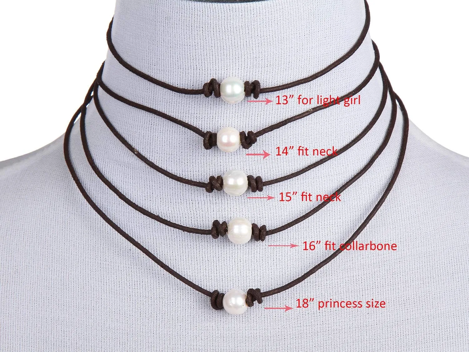 Single Pearl Choker Necklace on Genuine Leather Cord for Women Handmade Choker Jewelry Gift