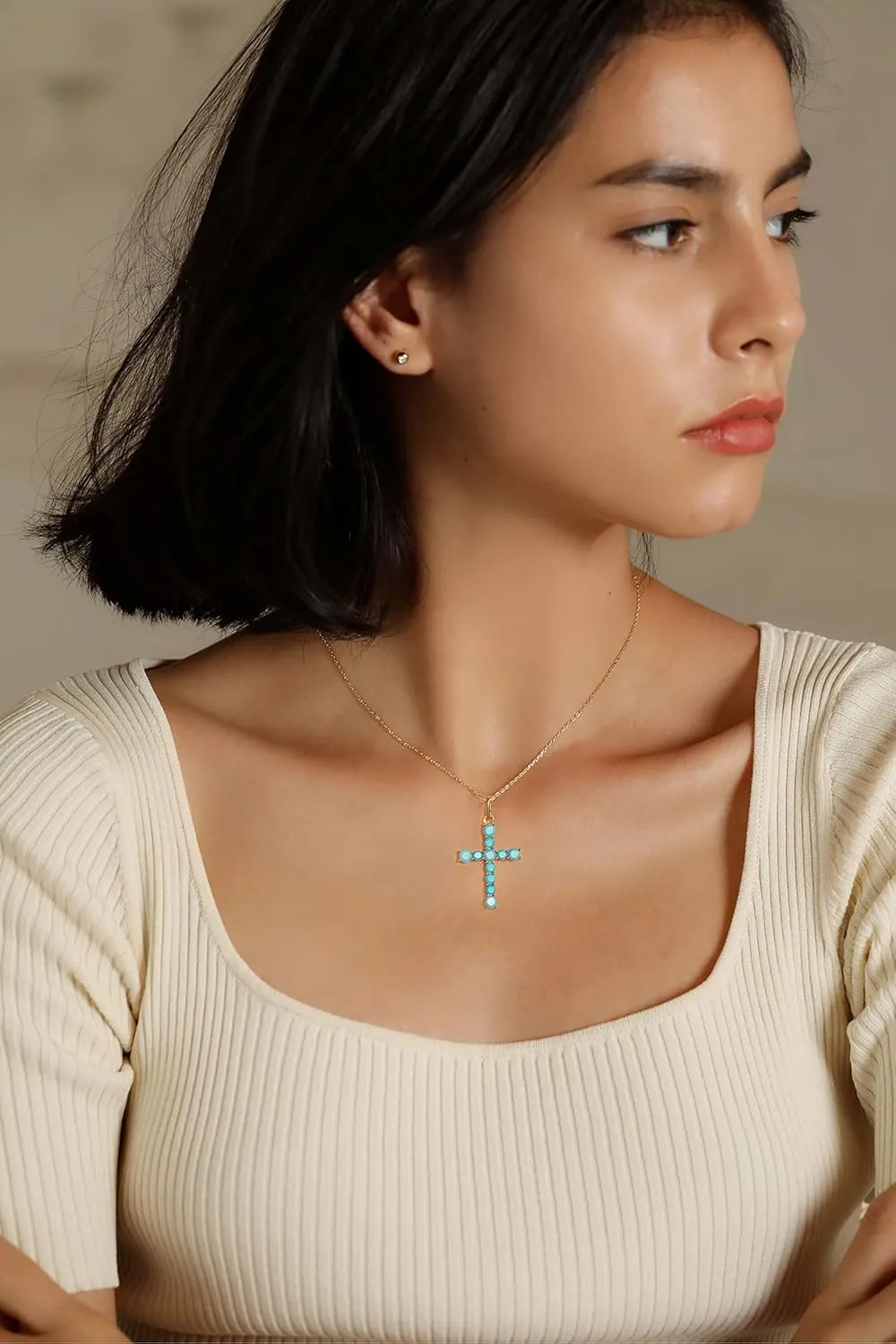 S.Leaf Cross Necklace for Women Gold Diamond Cross Necklaces for Women Sterling Silver Cross Pendant Necklaces for Women Birthday Anniversary