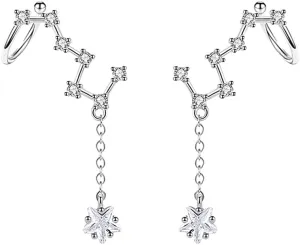SLUYNZ 925 Sterling Silver Star Cuff Earrings Dangle Chain for Women Big Dipper Crawler Earrings Wrap Star Dangle