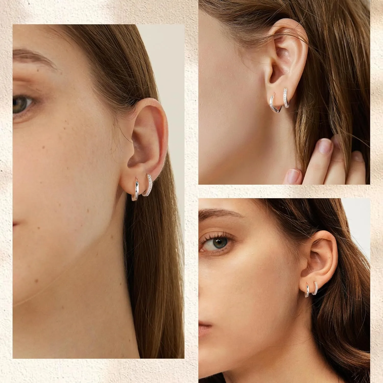 Small Earrings Sets 14K Gold 925 Sterling Silver Hoop Earrings for Women Huggie Cartilage Earring Set Cute Mini Thin Tragus Hoops Multiple Piercings Aretes Earrings Sets for Women Trendy ( 6-8-10-12-14-16 )mm