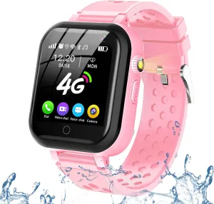 Smart Watch for Kids, 4G Kids Phone Smartwatch with GPS Tracker, WiFi SMS, Call, Voice Video Chat, Bluetooth, Audio Recording, Alarm, Pedometer, Wrist Watch for 4-16 Boys Girls Birthday Gifts