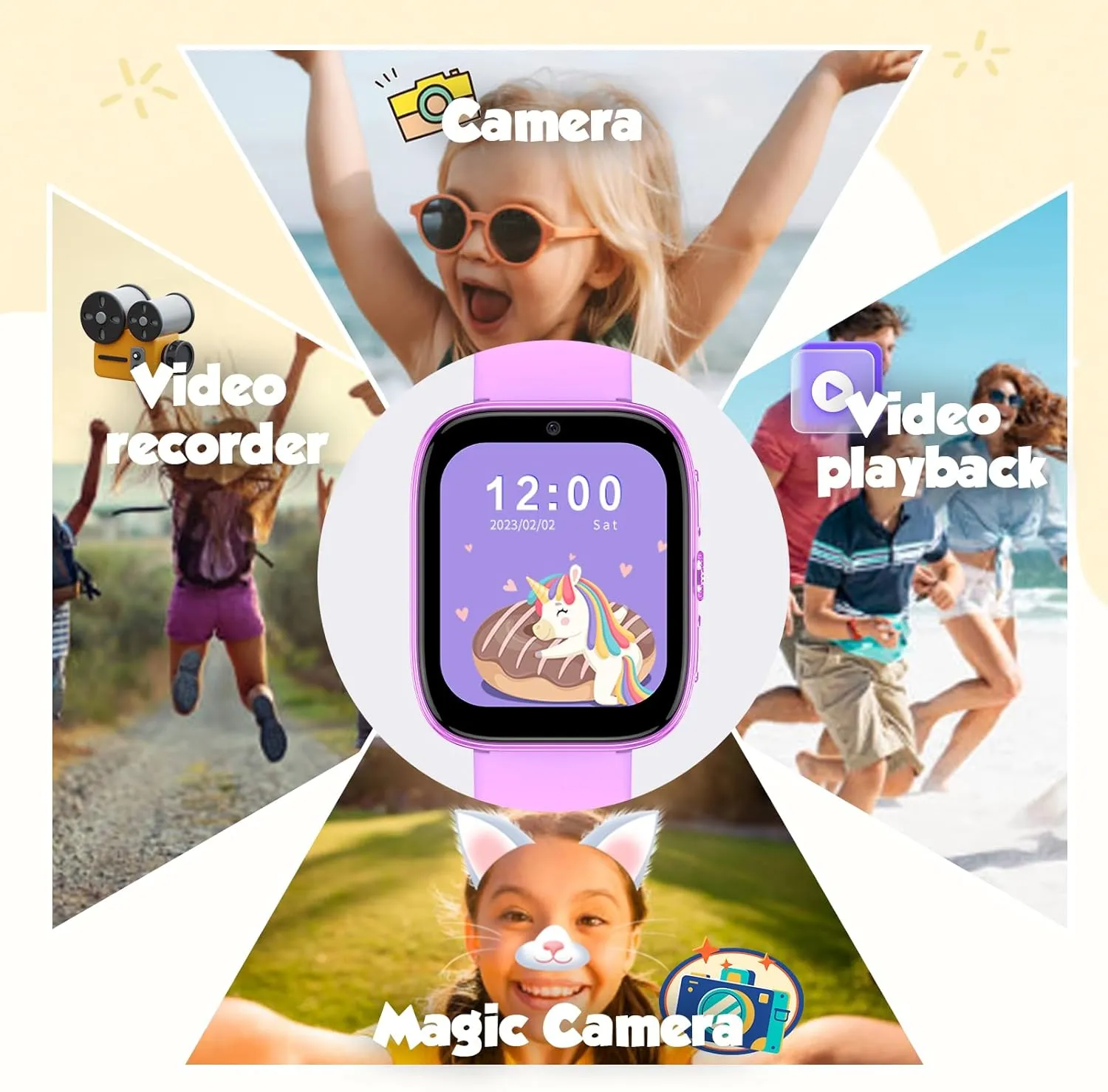 Smart Watch for Kids Girls Boys - 1.54" Touch Screen Watch with Camera, 31 Games, Music, Pedometer, Flashlight, Alarm Clock,Learning Cards, Storybook, Metal Case Gift for Children Age 4-10 (Purple)