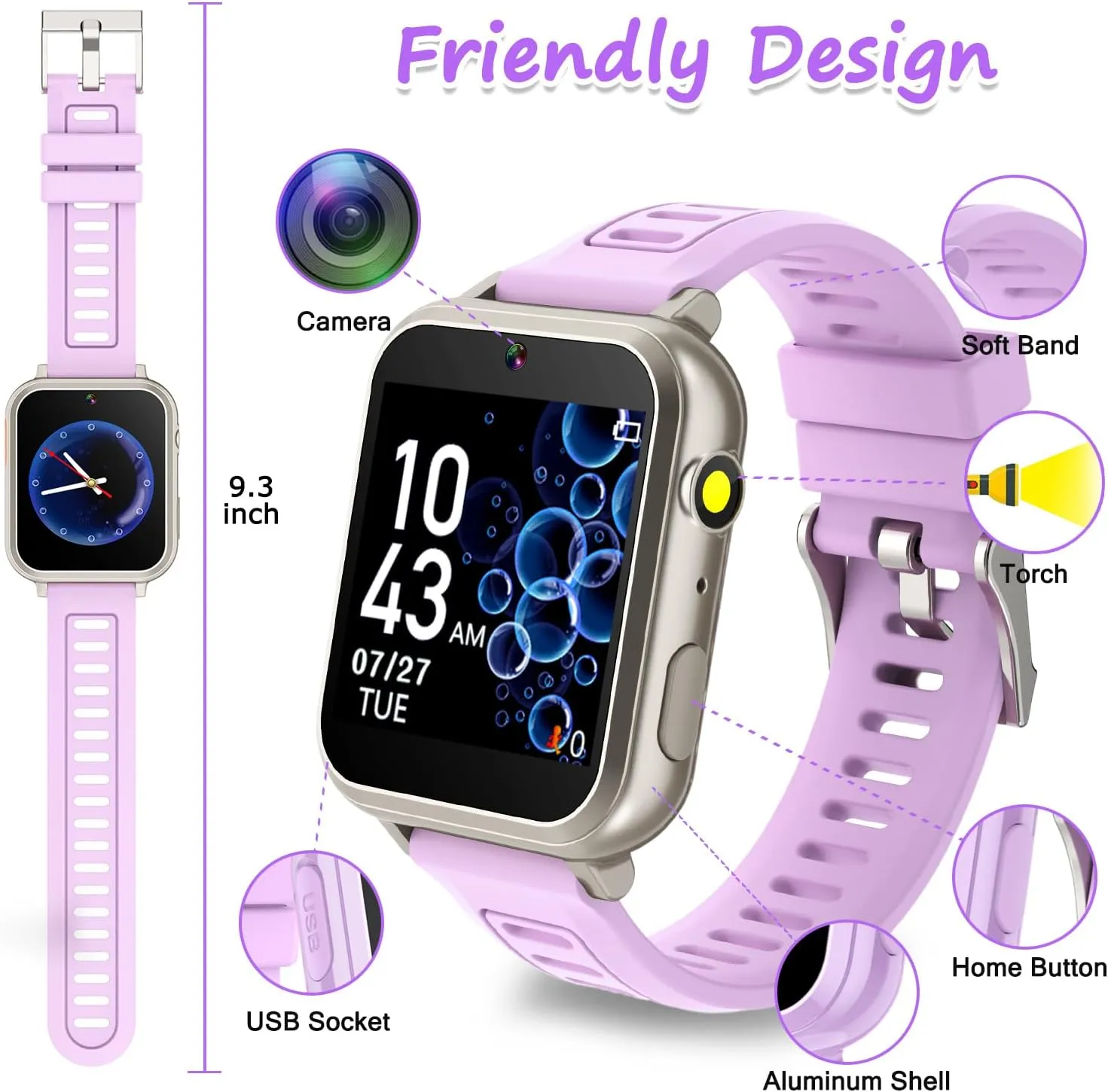 Smart Watch for Kids Toys for Girls Ages 4-12 Years Old, Kids Smart Watch Girls Toys with 24 Puzzle Games HD Touch Screen Camera Alarm Clock Birthday Gift for 6 7 8 9 Year Old Girls