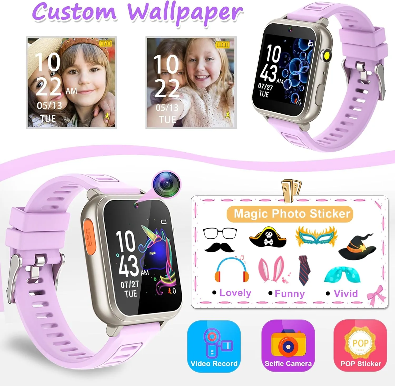 Smart Watch for Kids Toys for Girls Ages 4-12 Years Old, Kids Smart Watch Girls Toys with 24 Puzzle Games HD Touch Screen Camera Alarm Clock Birthday Gift for 6 7 8 9 Year Old Girls
