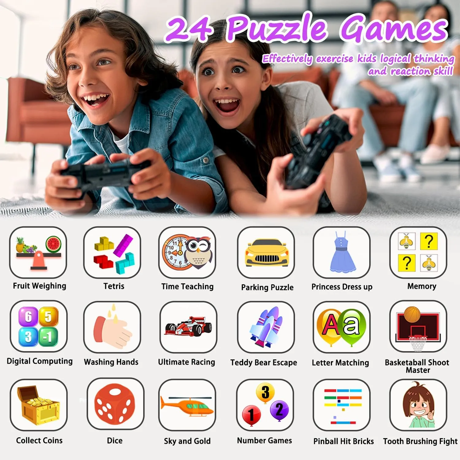 Smart Watch for Kids Toys for Girls Ages 4-12 Years Old, Kids Smart Watch Girls Toys with 24 Puzzle Games HD Touch Screen Camera Alarm Clock Birthday Gift for 6 7 8 9 Year Old Girls