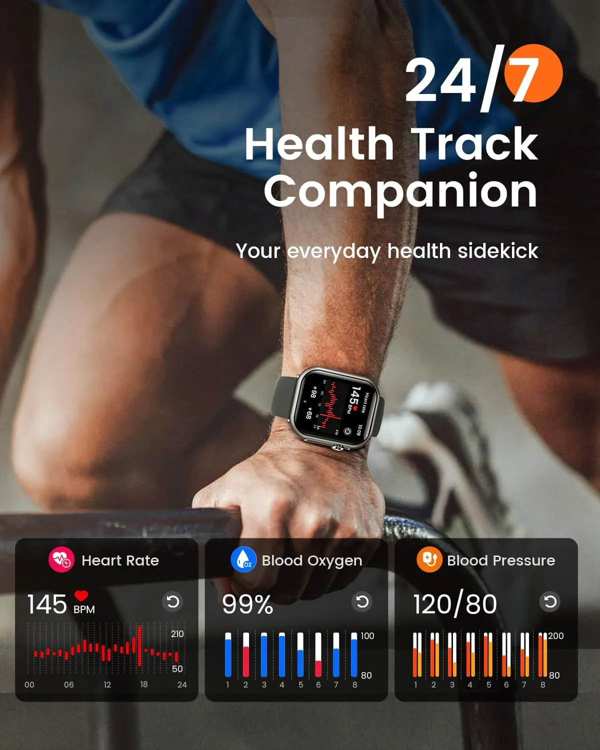 Smart Watches for Men Fitness Tracker: 1.85" Smart watch with 1000 mAh 100 Day Battery Life Make/Recive Call Heart Rate Blood Pressure SpO2 Sleep Monitor 120  Sport Mode 5ATM for iPhone Android Phones