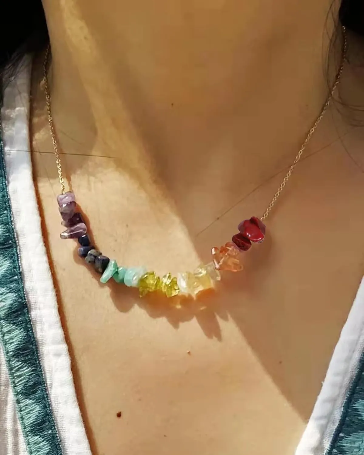 SmileBelle Stone Necklaces Chakra Necklace for Mom Rainbow Necklace as Birthday Gifts Spiritual Jewelry for Daughter Crystal Necklaces for Yoga Friend