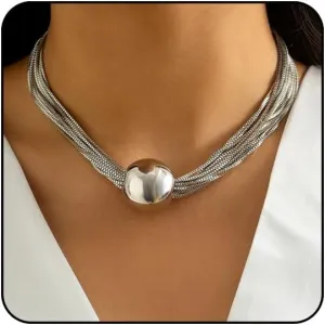 Sora Tuki Chunky Gold Choker Necklace Chunky Silver Necklace for Women Gold Statement Necklace Black Choker Necklace Thick Gold Chunky Necklace Geometric Sphere Necklace