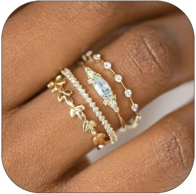 Stackable Rings for Women that Don't Tarnish Trendy Dainty Stacking Cubic Zirconia Thumb Rings Set Statement Promise Wedding Bands for Women Jewelry Rings Size 6-10