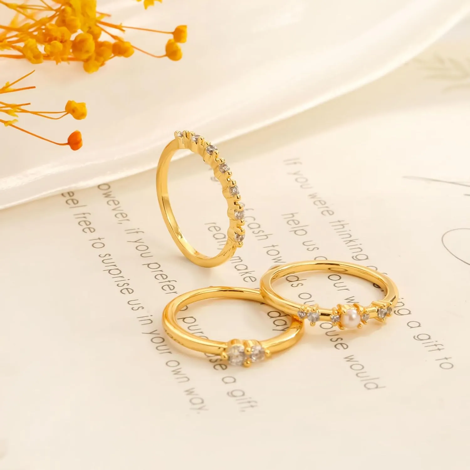 Stackable Rings for Women that Don't Tarnish Trendy Dainty Stacking Cubic Zirconia Thumb Rings Set Statement Promise Wedding Bands for Women Jewelry Rings Size 6-10
