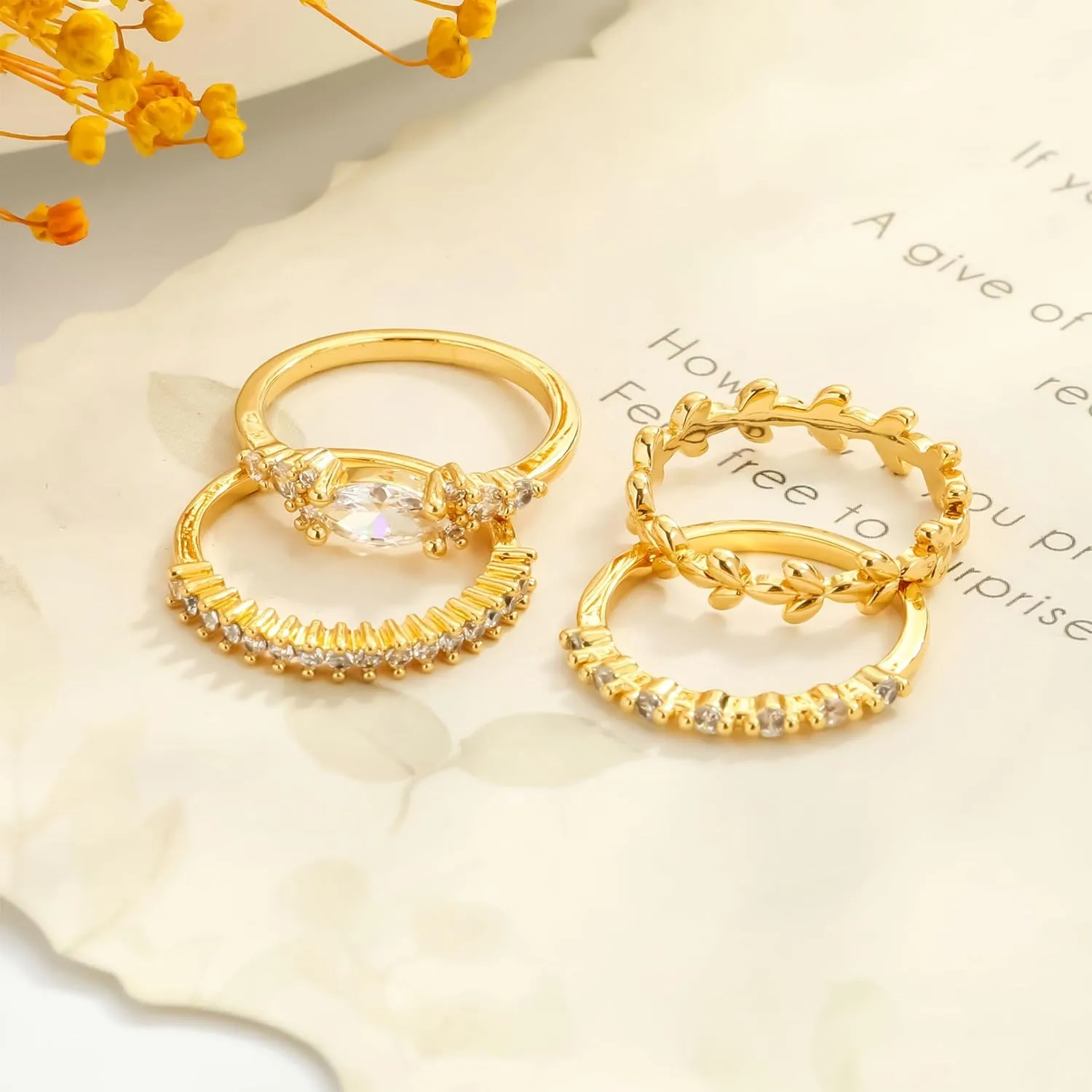 Stackable Rings for Women that Don't Tarnish Trendy Dainty Stacking Cubic Zirconia Thumb Rings Set Statement Promise Wedding Bands for Women Jewelry Rings Size 6-10