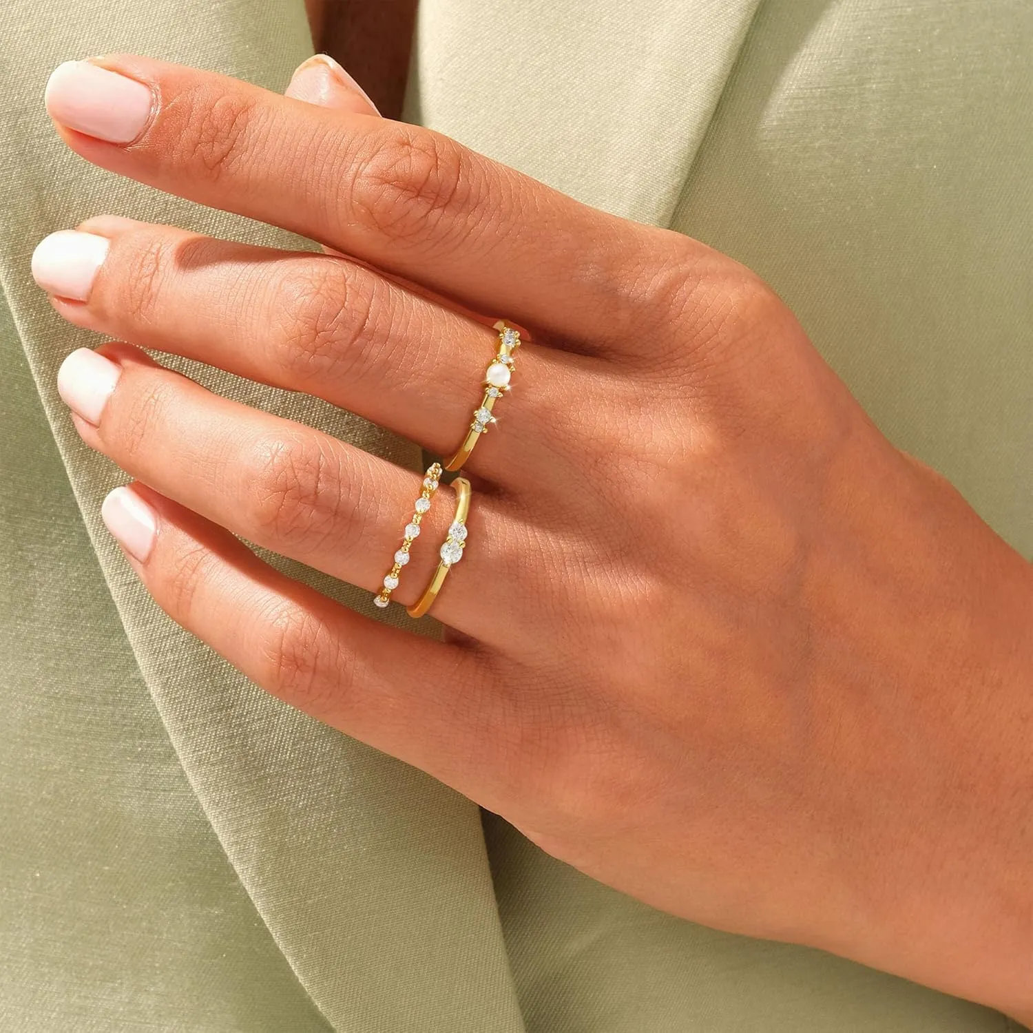 Stackable Rings for Women that Don't Tarnish Trendy Dainty Stacking Cubic Zirconia Thumb Rings Set Statement Promise Wedding Bands for Women Jewelry Rings Size 6-10