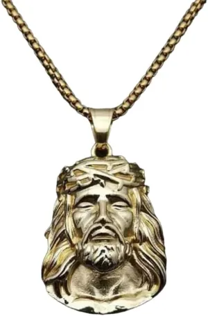 Stainless Steel Punk Style Religious Pendant Gold Plated And Diamond Catholic Jesus Christ Pendant VHM5967