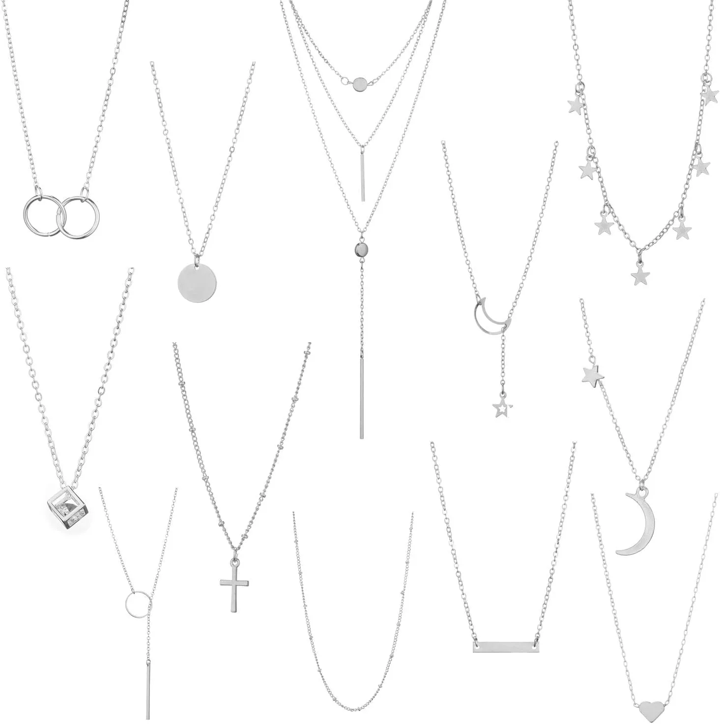 Starain 12Pcs Layered Choker Necklace Fashion Multilayer Chain Necklace Simple Gold Necklace Set for Women