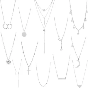 Starain 12Pcs Layered Choker Necklace Fashion Multilayer Chain Necklace Simple Gold Necklace Set for Women