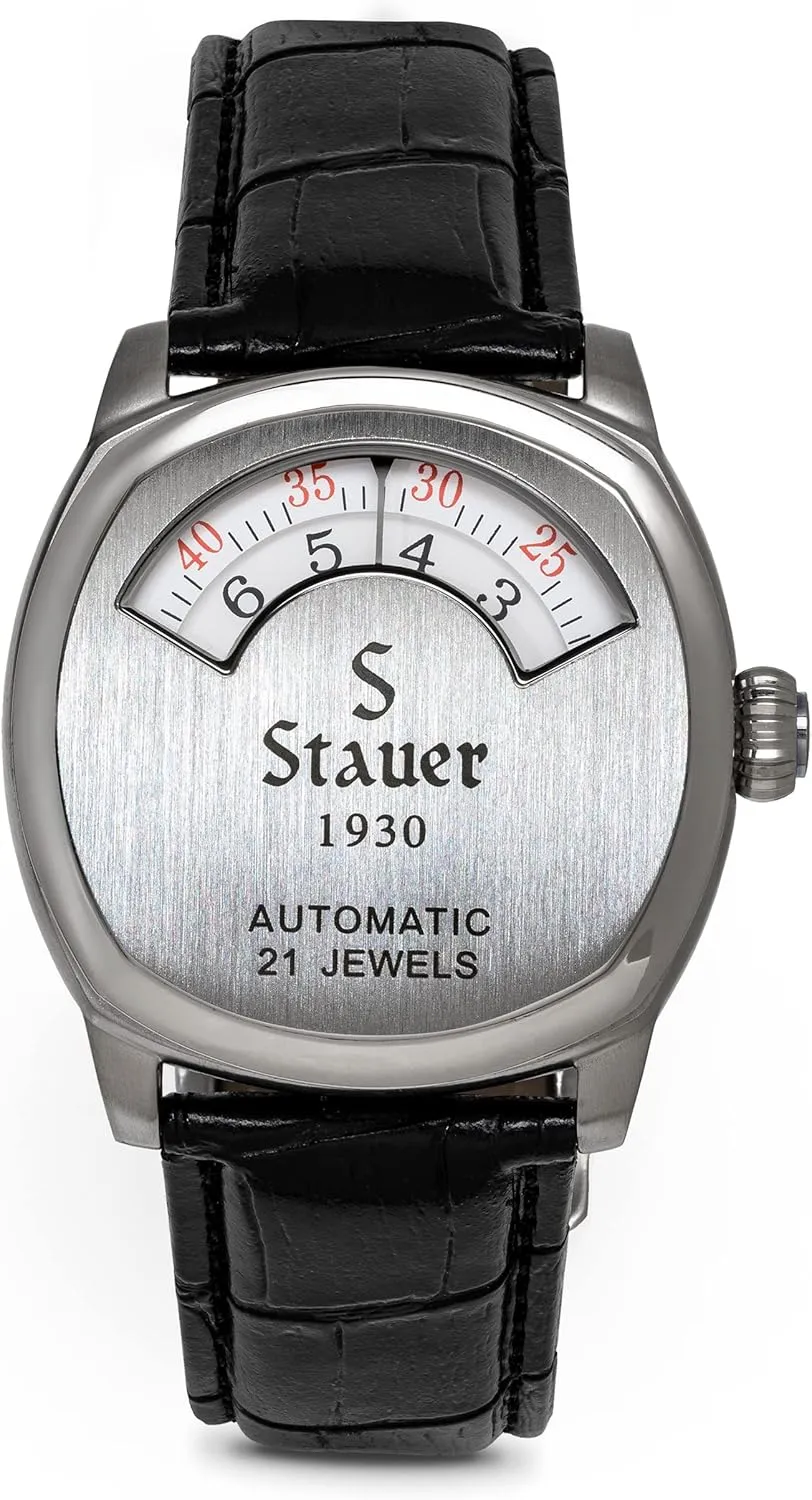 Stauer 1930 Dashtronic Watch  Cotswold Genuine Mens Watches Leather Band w/Stainless Steel Case  Automated Movement & 3-ATM Water Resistant Watch