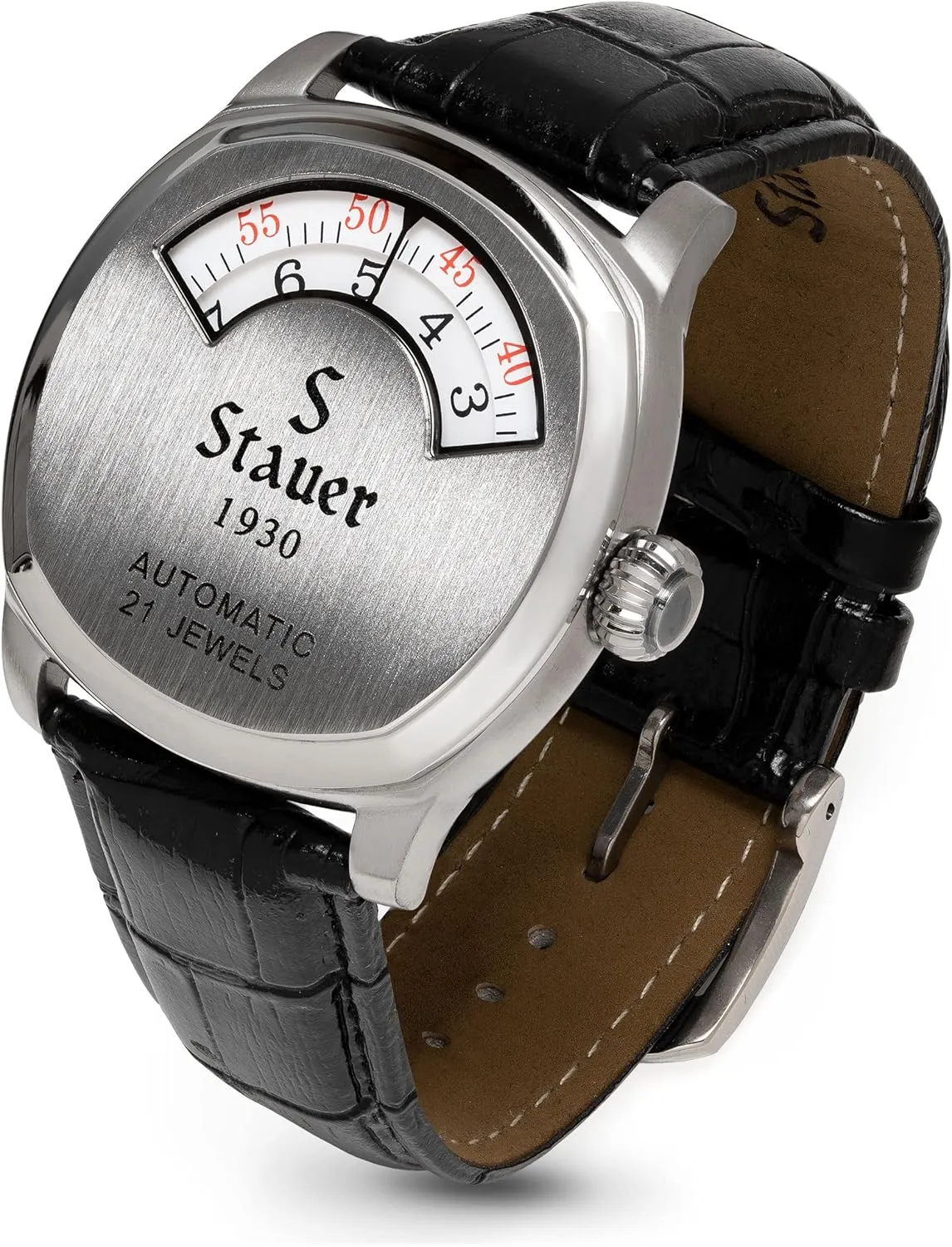 Stauer 1930 Dashtronic Watch  Cotswold Genuine Mens Watches Leather Band w/Stainless Steel Case  Automated Movement & 3-ATM Water Resistant Watch