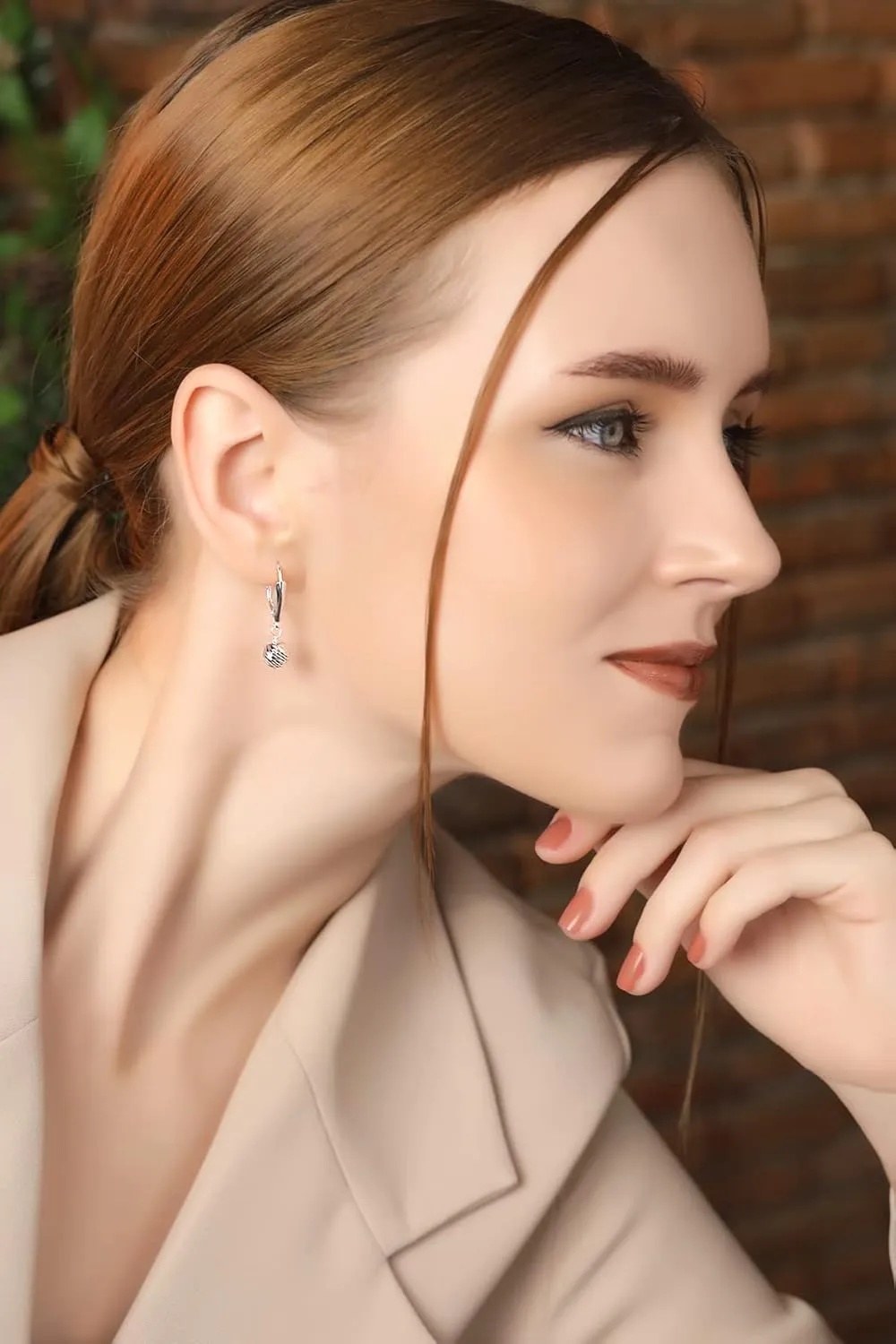 Sterling Silver Earrings for Women 8mm Diamond-cut or Shiny Ball Bead Drop Leverback Dangle Earring Fashion Trendy