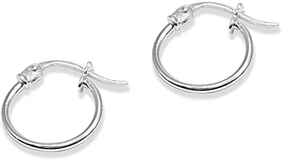 Sterling Silver Hoop Earrings for Women - Gold Hoop Earrings - Hoop Earrings Set - Thin Light Polished Round Post Click-top Hoops Earring for Women Men, 12-20mm Diameter, 1-3 Pairs Jewelry Sets