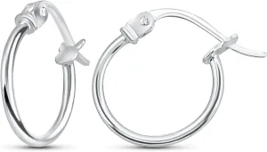 Sterling Silver Hoop Earrings for Women - Gold Hoop Earrings - Hoop Earrings Set - Thin Light Polished Round Post Click-top Hoops Earring for Women Men, 12-20mm Diameter, 1-3 Pairs Jewelry Sets