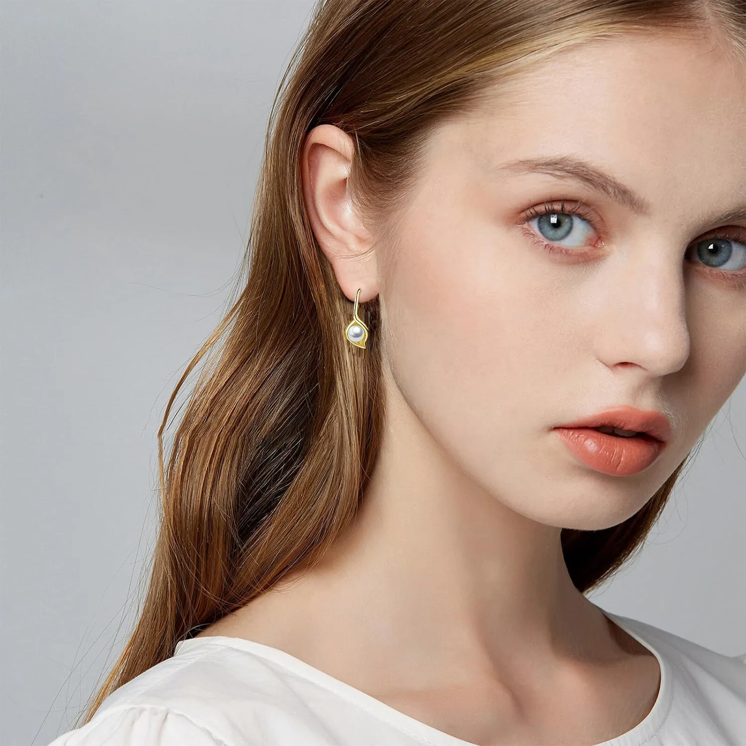 Sterling Silver Pearl Earrings Dangle Drop Earrings Pearl Fine Jewelry Mothers Day Gifts for Women