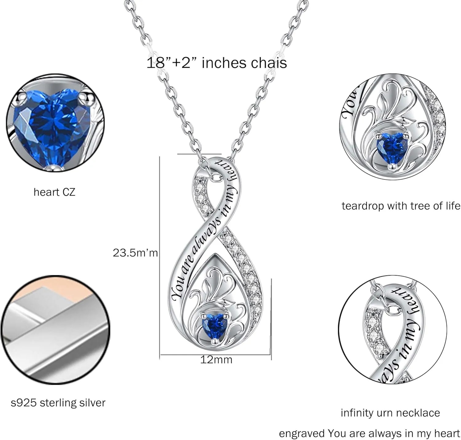 Sterling Silver Urn Necklace for Ashes for Women: Infinity Cremation Jewelry for Women - Ashes Keepsake Pendant Memorial Jewelry Gifts for A Loss of Loved Ones