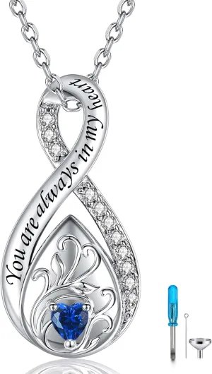 Sterling Silver Urn Necklace for Ashes for Women: Infinity Cremation Jewelry for Women - Ashes Keepsake Pendant Memorial Jewelry Gifts for A Loss of Loved Ones