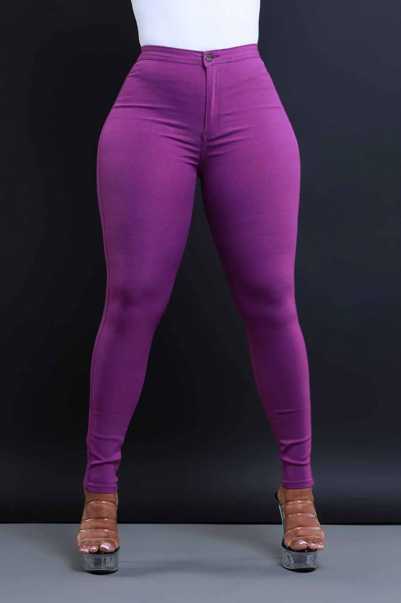 Super Swank High Waist Stretchy Jeans - Purple