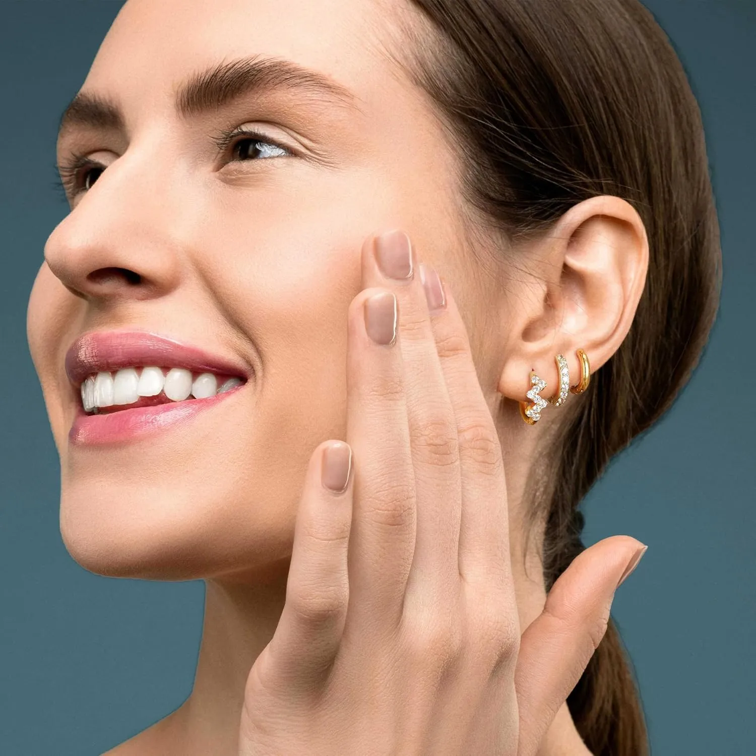 Surgical Steel Earrings Sets for Multiple Piercing Lightweight Small Huggie Hoop Earrings CZ Stud Earrings for Women Trendy Cartilage Hypoallergenic
