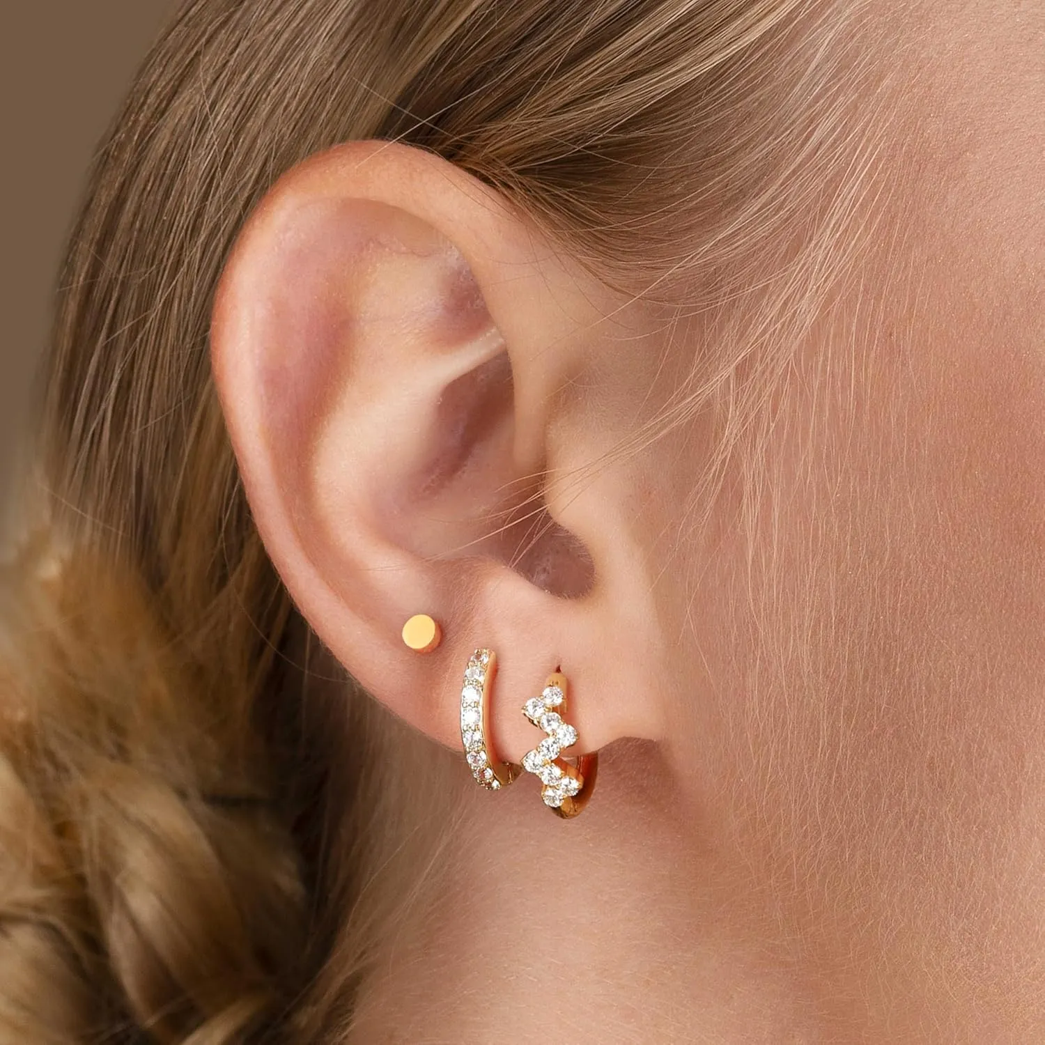 Surgical Steel Earrings Sets for Multiple Piercing Lightweight Small Huggie Hoop Earrings CZ Stud Earrings for Women Trendy Cartilage Hypoallergenic