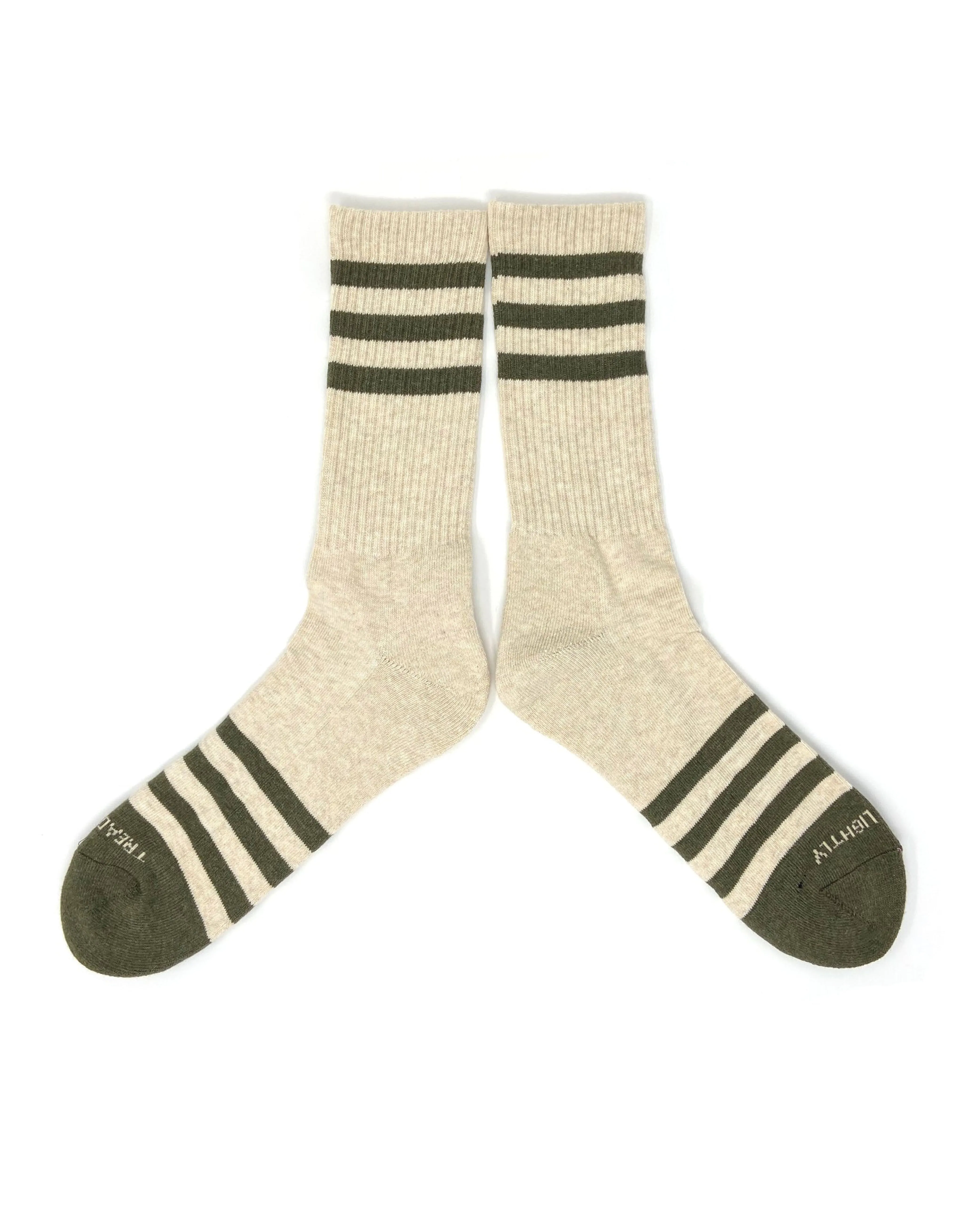T.A.C SocksHeather Stripes - Cream/Olive