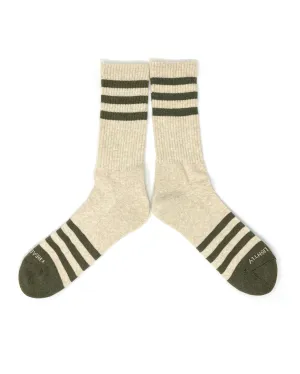 T.A.C SocksHeather Stripes - Cream/Olive