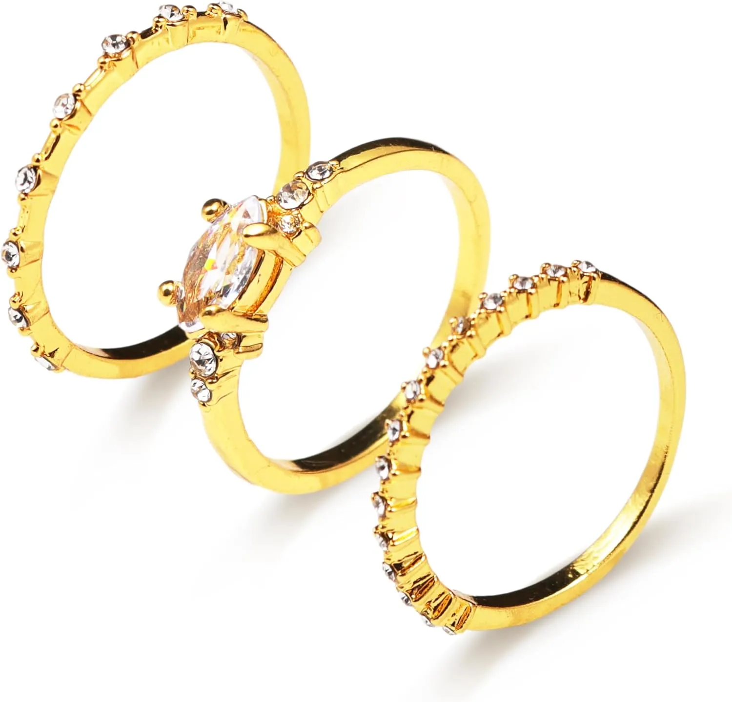 tenghong2021 Stackable Gold Dainty Rings for Women Trendy 14K Gold Plated Stacking Cubic Zirconia Ring Set Statement Chunky Band Stackable Rings Engagement Wedding Jewelry