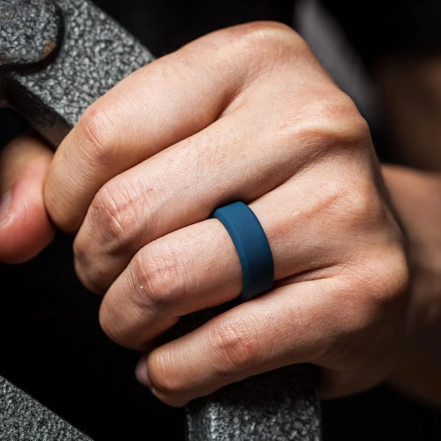 ThunderFit Men Breathable Air Grooves Silicone Rings Wedding Bands 8mm Wide 2.4mm Thick - 1/2/3/4/6/7 Variety Multipack