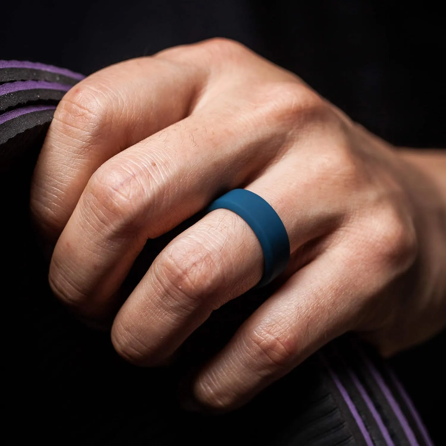 ThunderFit Men Breathable Air Grooves Silicone Rings Wedding Bands 8mm Wide 2.4mm Thick - 1/2/3/4/6/7 Variety Multipack