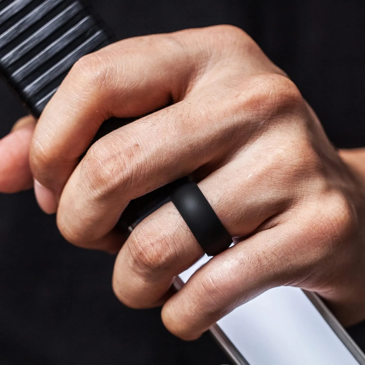 ThunderFit Mens Silicone Rings Wedding Bands Classic & Middle Line 8.7mm Wide 2mm Thick - 1/4/7 Variety Multipack