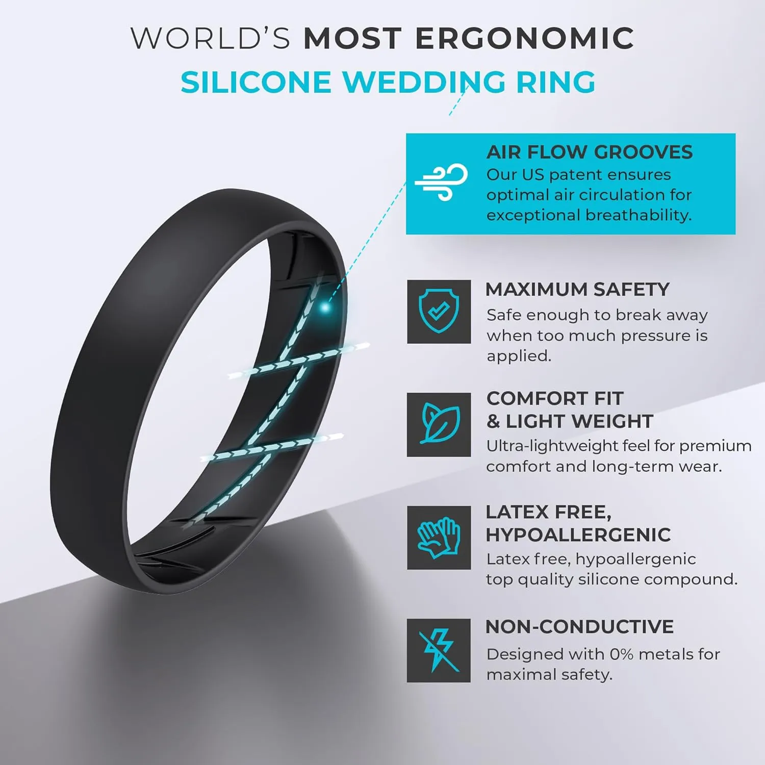 ThunderFit Silicone Rings for Him and Her, Rubber Engagement Bands Unisex - 1/4/7 Variety Multipack