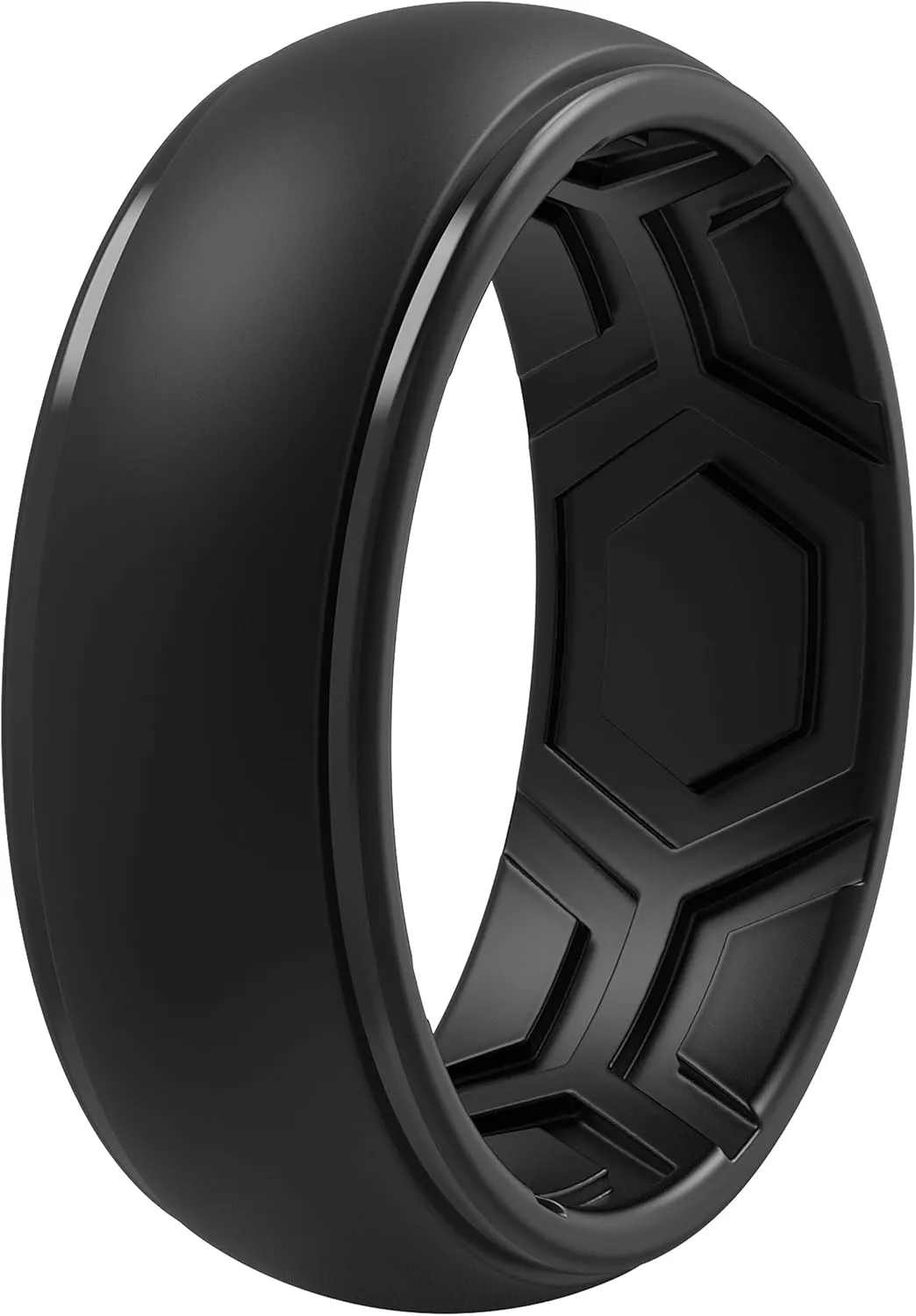 ThunderFit Silicone Rings for Men, Breathable Edition Step Edge Rubber Engagement Bands 8.4mm Wide 2.2mm Thick - 1/4/7 Variety Multipack