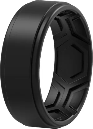 ThunderFit Silicone Rings for Men, Breathable Patterned Design Sleek Step Edge 8mm Wide 2.2mm Thick - 1/2/3/4/5/6/7 Variety Multipack