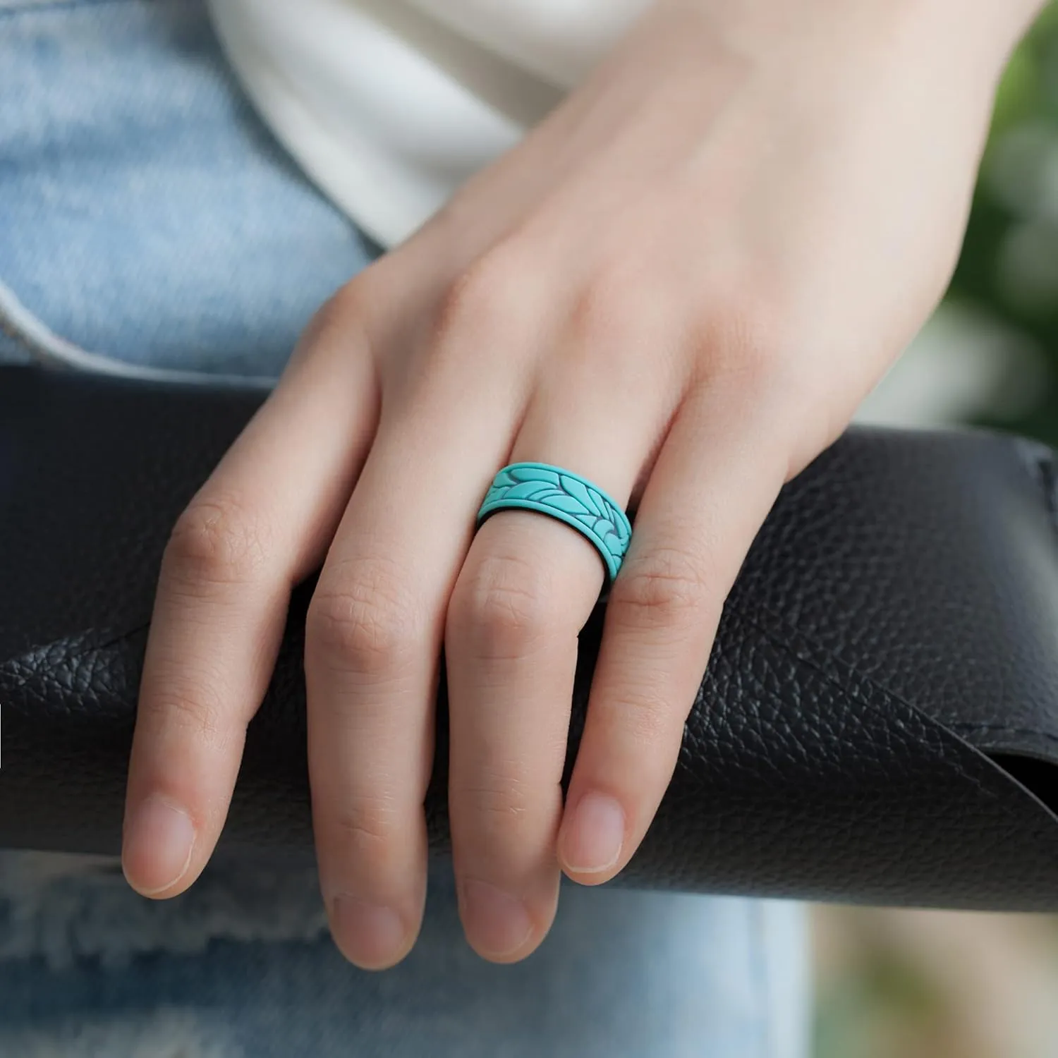 ThunderFit Silicone Rings for Women, Patterned Design Wedding Bands - 1/4/7 Variety Multipack