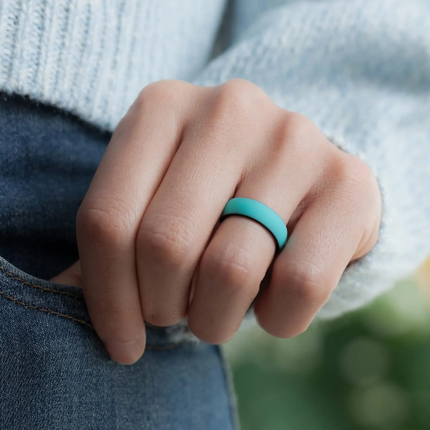 ThunderFit Silicone Wedding Bands for Women, Breathable 2 Layers 5.5mm Wide 1.5mm Thick - 1/4/8/10 Variety Multipack