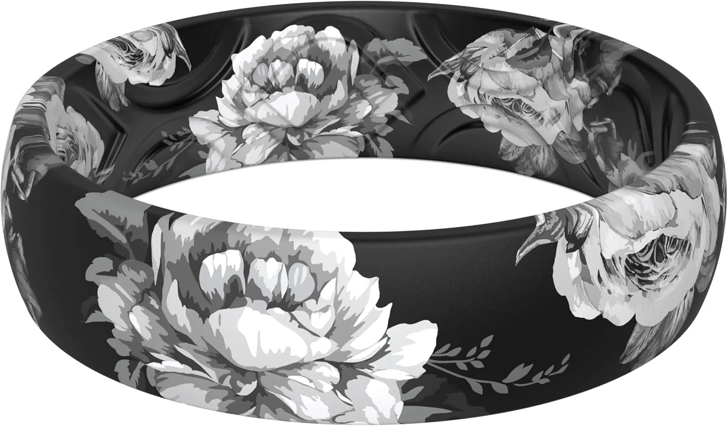 ThunderFit Silicone Wedding Bands for Women, Breathable Printed Design Rubber Engagement Rings 5.5mm Wide 1.8mm Thick - 1 Pack