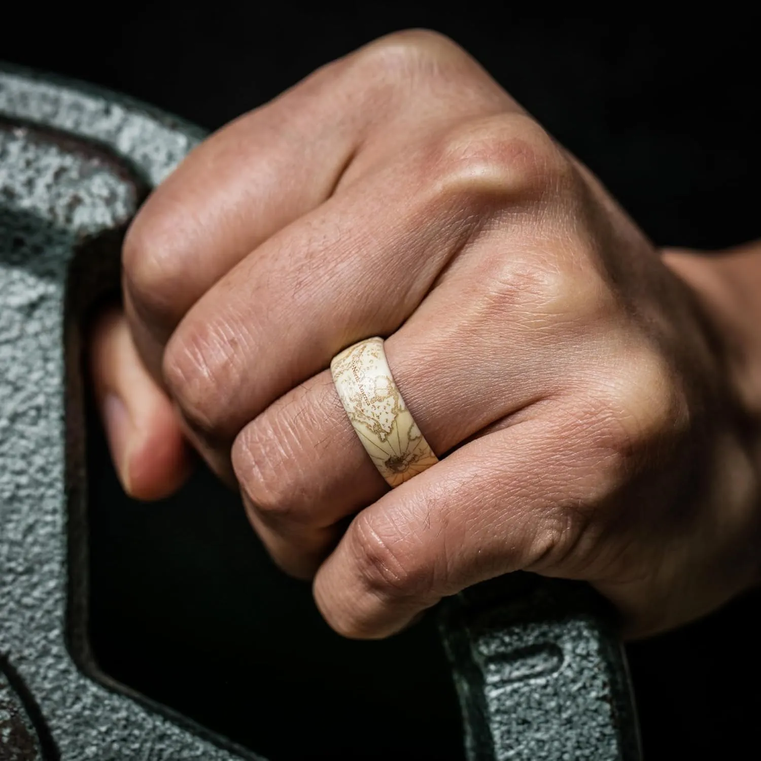 ThunderFit Silicone Wedding Rings for Men, Breathable Printed Design Rubber Engagement Bands 8mm Wide 2mm Thick