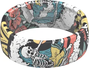 ThunderFit Silicone Wedding Rings for Men, Breathable Printed Design Rubber Engagement Bands 8mm Wide 2mm Thick