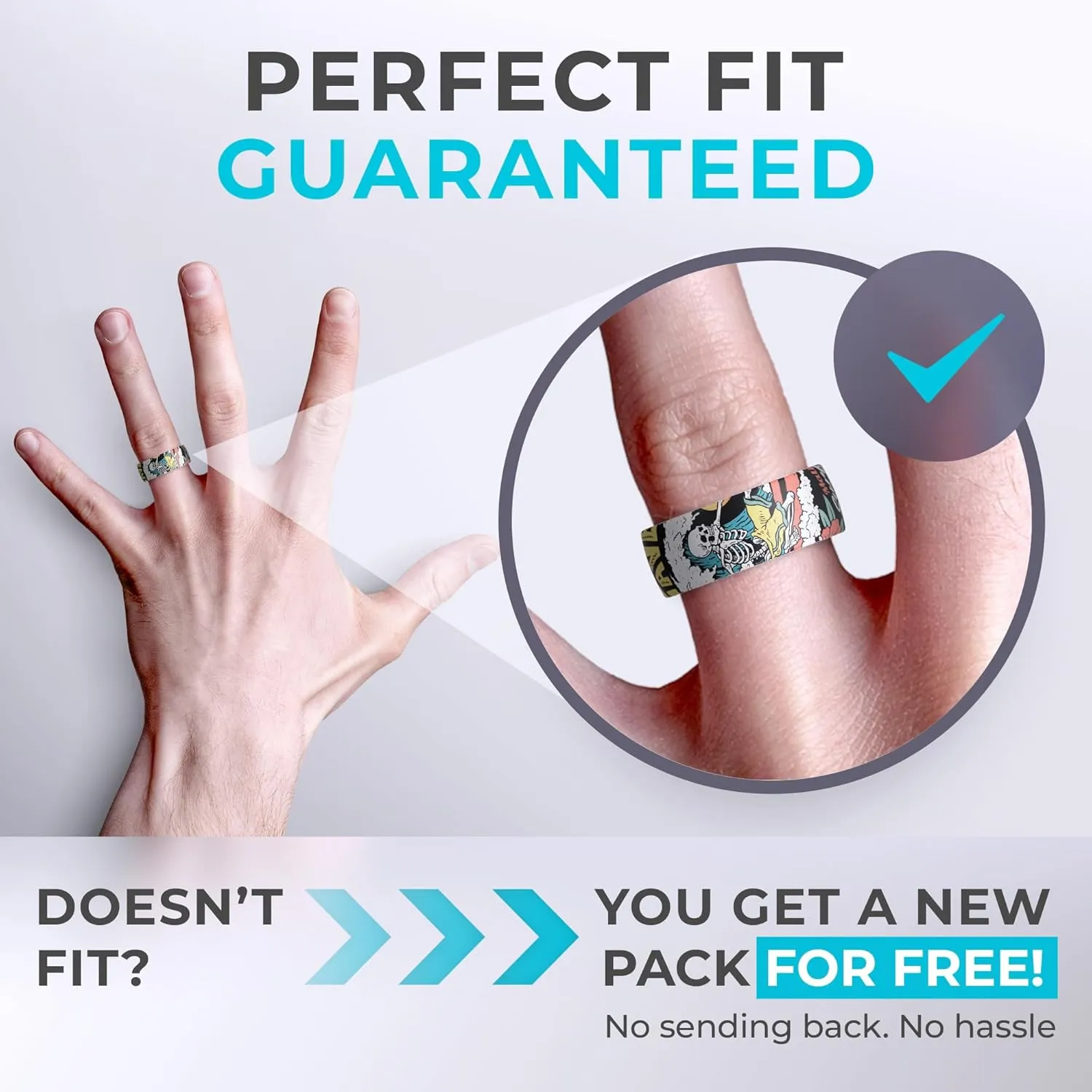ThunderFit Silicone Wedding Rings for Men, Breathable Printed Design Rubber Engagement Bands 8mm Wide 2mm Thick