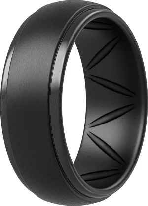 ThunderFit Silicone Wedding Rings for Men, Breathable Step Edge Rubber Engagement Bands 10mm Wide 2.5mm Thick - 1/2/3/4/5/6/7 Variety Multipack