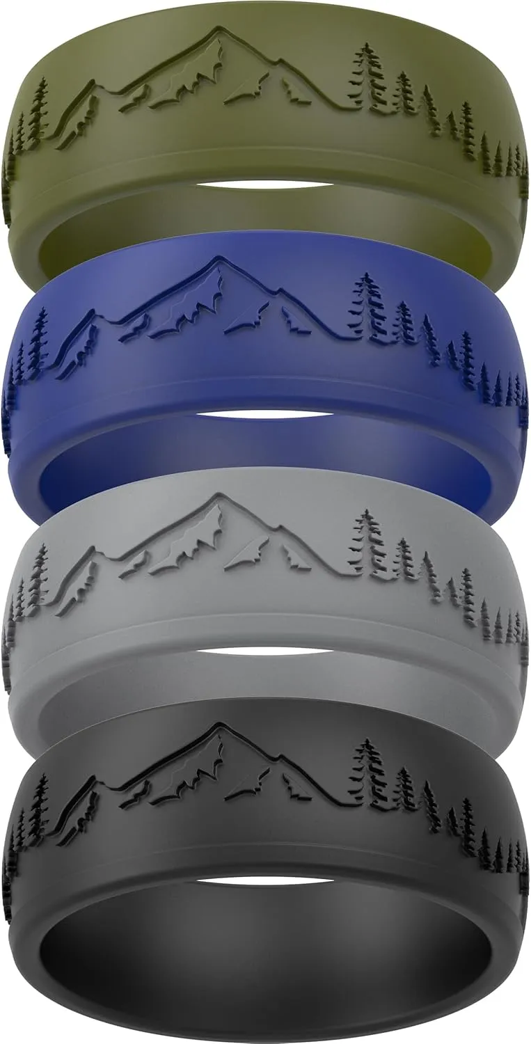 ThunderFit Silicone Wedding Rings for Men, Rubber Engagement Bands 9mm Wide 2mm Thick