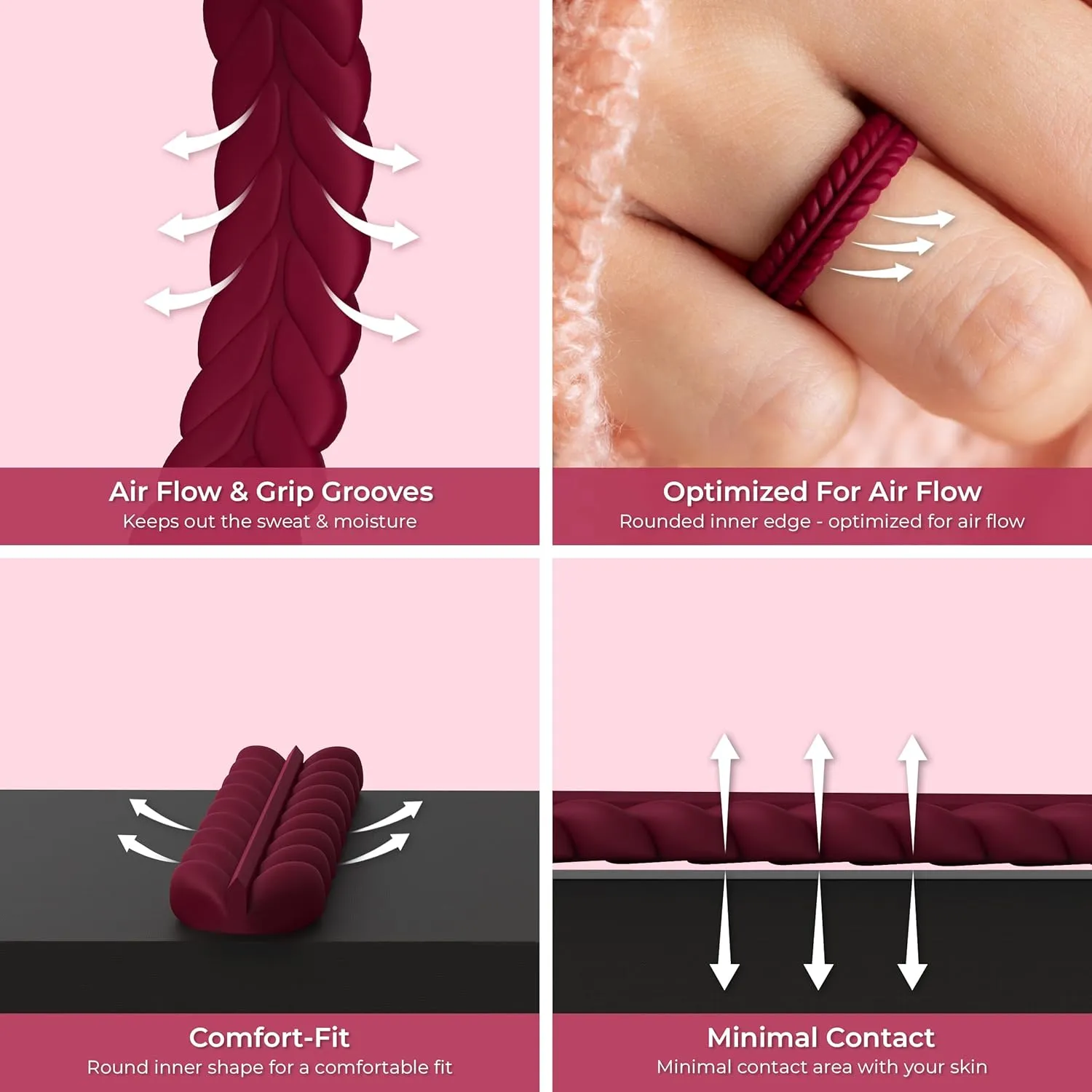 ThunderFit Silicone Wedding Rings for Women, Braided Pattern Engagement Bands 4.6mm Wide 2.2mm Thick - 1/8/9 Variety Multipack